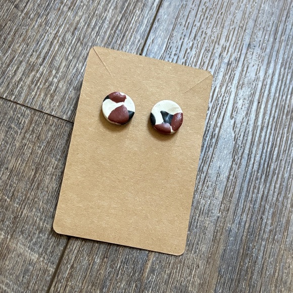 Handmade Jewelry - Simple Leopard Polymer Clay Earrings.